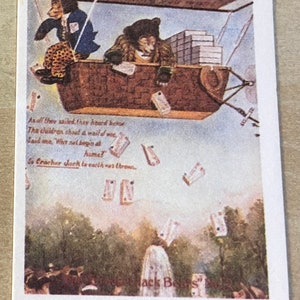 vintage Lin Miniature Carte postale Cracker Jack Bears en montgolfière #2 de 12