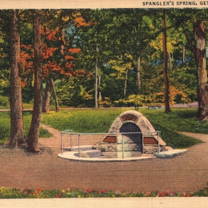 Vintage Linen Postcard Spangler&#39;s Spring Gettysburg Pennsylvania 1934