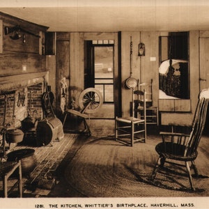 Vintage Postcard The Kitchen Whittier&#39;s Birthplace Haverhill Massachusetts