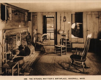 Vintage Postcard The Kitchen Whittier's Birthplace Haverhill Massachusetts