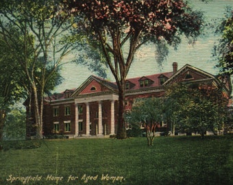 Postal vintage de pre-lino Springfield Hogar para mujeres mayores Massachusetts 1910s