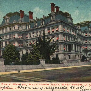 Stara pocztówka przedpłócienna Departamentu Wojny i Marynarki Wojennej Waszyngton D.C. 1906, niepodzielony tył