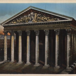 Cartão postal vintage Igreja Le Madeleine Paris et Ses Merveilles Guy Foto década de 1920 brilhante França