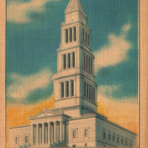 vintage Early Linen Postcard George Washinton National Masonic Memorial Alexandria Virginia 1940s