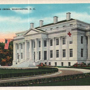 Cartolina d'epoca pre-lino della Croce Rossa Americana, Washington DC, anni '20