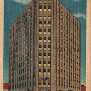 Carte postale vintage en lin Carillons Tower Building Syracuse New York des années 40
