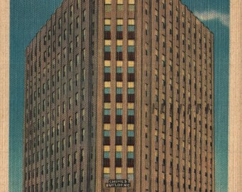 Vintage Linen Postcard Chimes Tower Building Syracuse New York 1940s