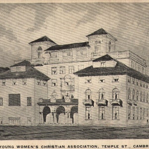 Vintage Pre-Linen Postcard Cambridge Young Women&#39;s Christian Association Temple St. Cambridge Massachusetts 1910s YWCA