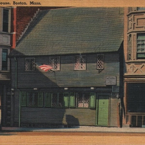 Vintage Linen Postcard Paul Revere House Boston Massachusetts 1930s or 1940s