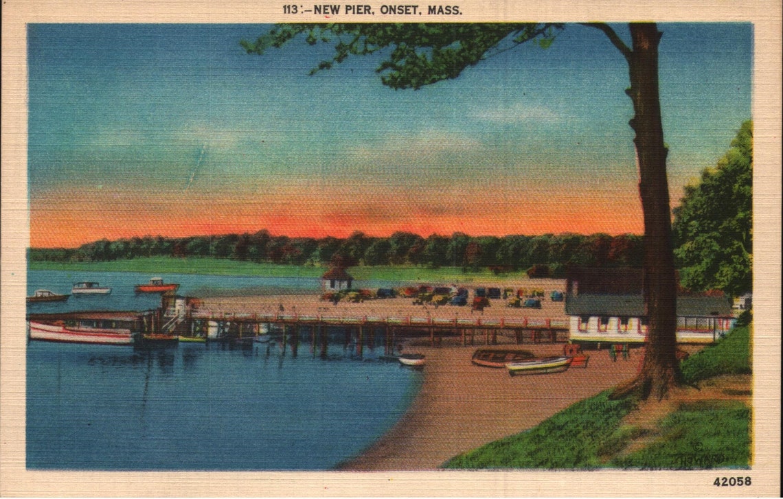 Vintage Linen Postcard New Pier Onset Massachusetts 1940s | Etsy