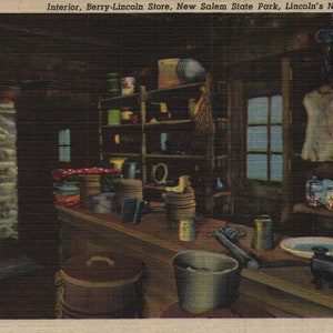 Vintage biancheria postale di lino interni Berry-Lincoln Store Nuovo Salem State Park Nuovo Salem Illinois 1940