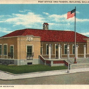 Jahrgang Pre-Leinen Postkarte Postamt und Bundesgebäude Gallup New Mexico 1934
