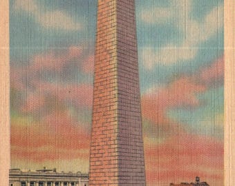 Vintage Linen Postcard Bunker Hill Monument Charlestown Boston Massachusetts 1933