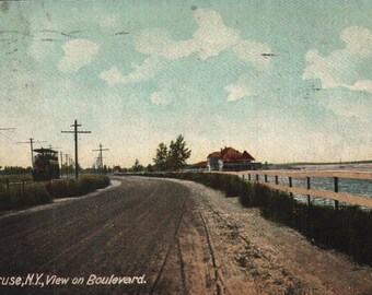 Vintage Pre-Linen Postcard View on Boulevard Syracuse New York 1900s