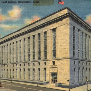 Vintage Linen Postcard US Post Office Cincinnati Ohio 1941