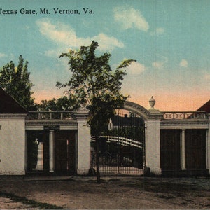 vintage Pre-Linen Postcard Entrance ou Texas Gate Mount Vernon Virginia années 1910