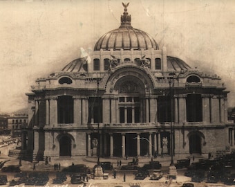 Vintage Real Photo Postcard Palacio de Bellas Artes Mexico City Mexico 1930s