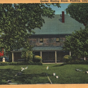 vintage Lin Carte postale Quaker Meeting House Flushing Long Island New York 1938 Queens