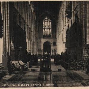 Vintage Real Photo Postkarte Peterborough Kathedrale Bischofsthron & Quire Vereinigtes Königreich 1940er Jahre