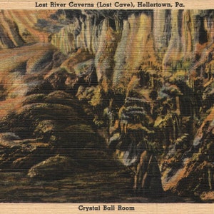Vintage biancheria da lino cartolina perduto fiume caverne lost Cave Hellertown Pennsylvania 1940s Crystal Ball Room