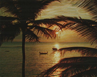 Vintage Chrome Postcard A Florida Sunset 1970s Boats