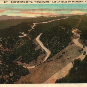 Vintage Pre-Linen Postcard Serpentine Drive &quot;Ridge Route&quot; Los Angeles to Bakersfield California 1920s