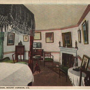 vintage Pre-Linen Postcard New Jersey Room Mount Vernon Virginie années 1920