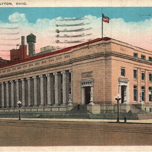 Vintage Pre-Linen Postcard Post Office Dayton Ohio 1920s
