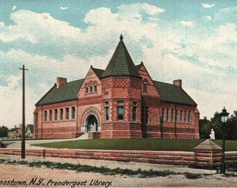Vintage Pre-Linen Postcard Prendergast Library Jamestown New York 1910s