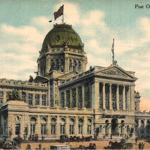 vintage Pre-Linen Postcard Post Office Chicago Illinois années 1910