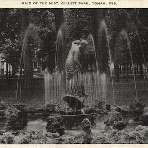 Vintage Early Linen Postcard Maid of the Mist Gillett Park Tomah Wisconsin 1930s