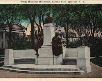 Vintage Pre-Linen Postcard  White Memorial Monument Fayette Park Syracuse New York 1920s