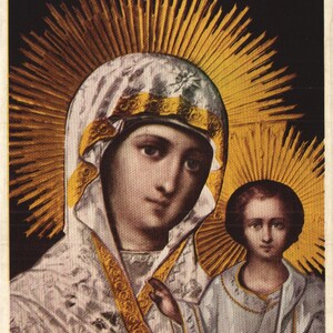 Vintage Pre-Linen Postcard Madonna in St. Michael’s Church Sitka Alaska années 1920