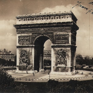 Vintage Echtfoto Postkarte L'Arc de Triomphe de l'Etoile Paris Frankreich 1940er Jahre Büttenrand Greff