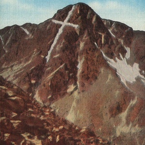 Vintage Early Linen Postcard Mount of the Holy Cross Colorado 1930s