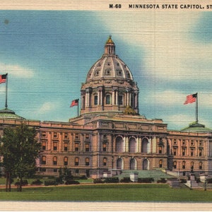 Vintage biancheria da cartolina Minnesota Stato Capitol St Paul Minnesota 1933