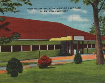 Vintage Linen Postcard View of the Ballroom Canobie Lake Park Salem New Hampshire 1940s