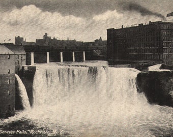 Vintage Pre-Linen Postcard Upper Genesee Falls Rochester New York 1910s