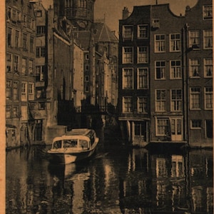 Cartão postal com foto real vintage O.Z. Kolk Met St. Nicolaaskerk Amsterdã Holanda Década de 1950 Holanda Igreja de São Nicolau