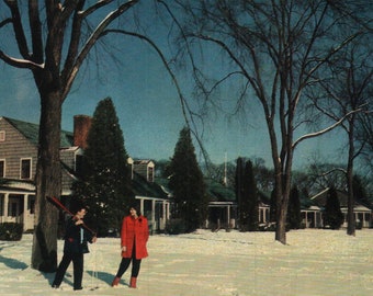 Stara chromowana pocztówka Holiday Hills YMCA Pawling Nowy Jork lata 60. XX wieku
