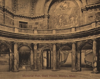 Vintage Pre-Linen Postcard Memorial Hall State House Boston Massachusetts 1911
