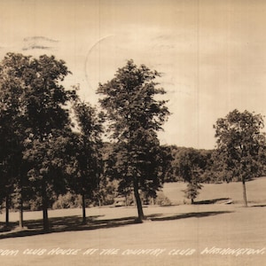 Vintage Real Photo Carte postale vue du Club House au Country Club Washington Iowa 1940