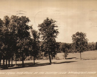 Vintage Real Photo Postcard View From Club House at the Country Club Washington Iowa 1940s