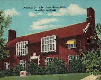 Vintage vroege linnen ansichtkaart Missouri State Teachers Association Columbia Missouri 1940s