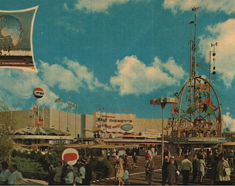 Postal cromada vintage Pepsi-Cola Pavilion Feria Mundial de Nueva York 1964 - 1965 Flushing NY