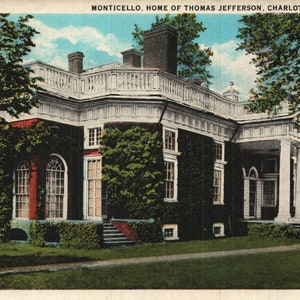 vintage Pre-Linen Postcard Monticello Accueil de Thomas Jefferson Charlottesville Virginie années 1920