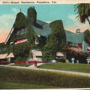 vintage Pre-Linen Postcard Busch Residence Pasadena Californie 1920s