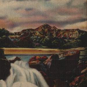 Vintage Linen Postcard Capital Peak Waterfall Palo Duro State Park near Amarillo Texas 1940s