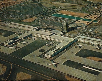 Vintage Chrome Postcard Aerial View of New York International Airport JFK Long Island New York