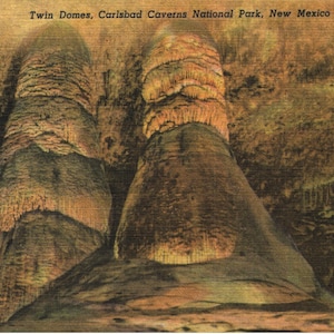 Vintage Linen Postcard Twin Domes Carlsbad Caverns National Park New Mexico 1949